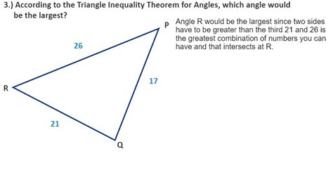 Solved 3 According To The Triangle Inequality Theorem For Angles