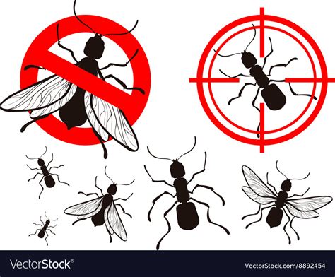 Termite Or Ant Pest Control Icons Set Royalty Free Vector