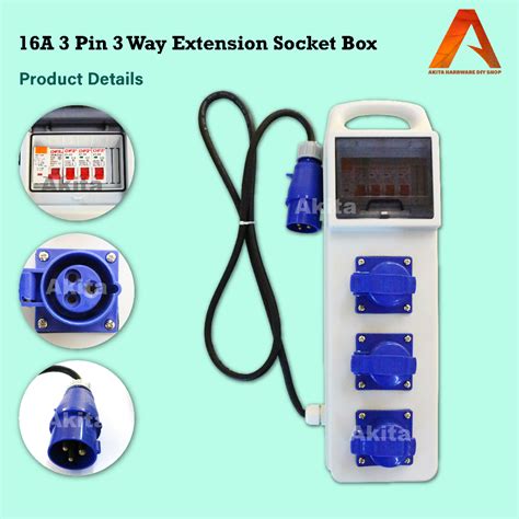 16a 3pin 3way Ip66 Portable Industrial Plug And Socket Combination Box