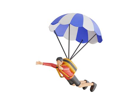 3d Illustration Of Man Enjoying Parachute Ride Man Riding Parachute