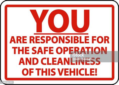Responsible For Safe Operation Label Sign On White Background Stock