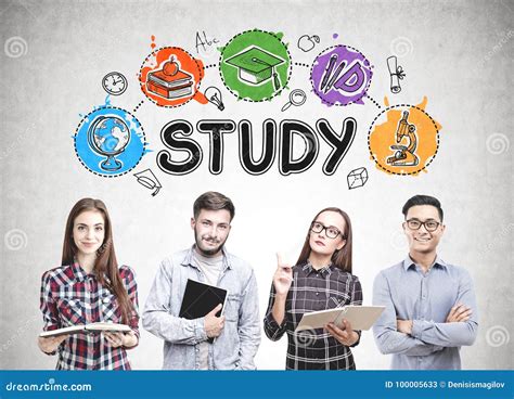 Group Of Students Study Icons Stock Image Image Of Person Sketch