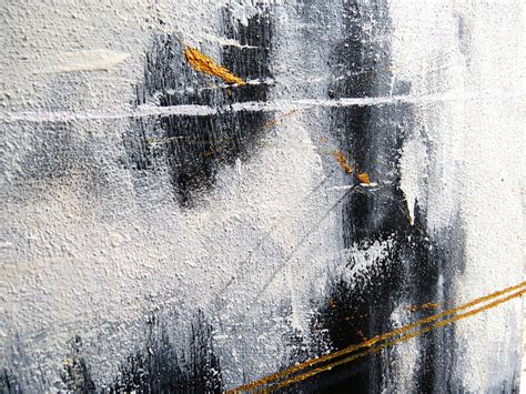 Leon Grossmann White Abstract Painting Modern Rhythm Gold Black