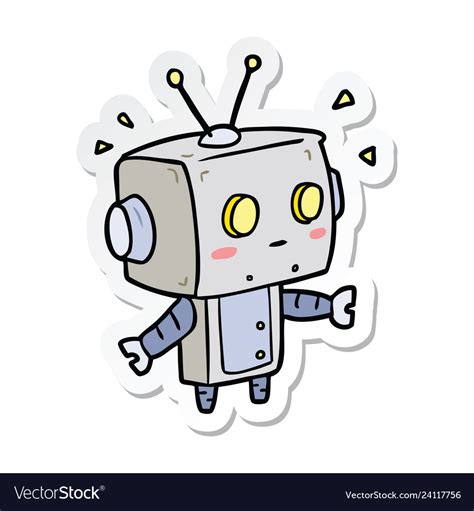 Sticker Of A Cartoon Robot Royalty Free Vector Image