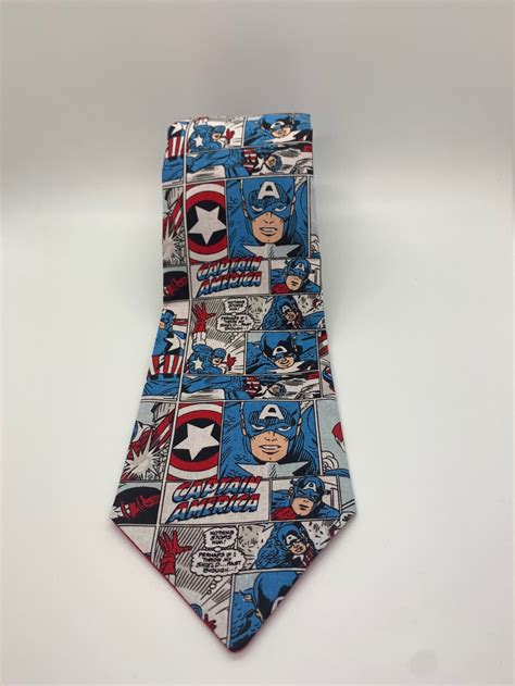 Novelty Necktie Mens Novelty Tie Captain America Themed Tie Etsy