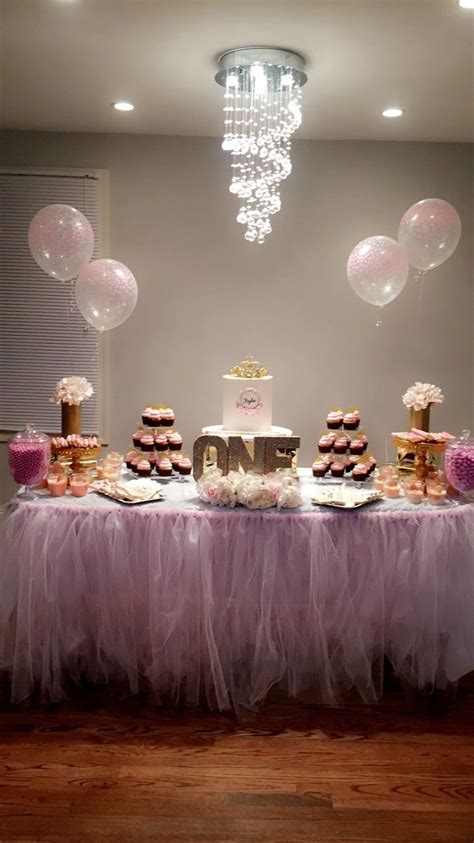 Dessert Table For A Pinkgold Princess Birthday Party With Tutu Table