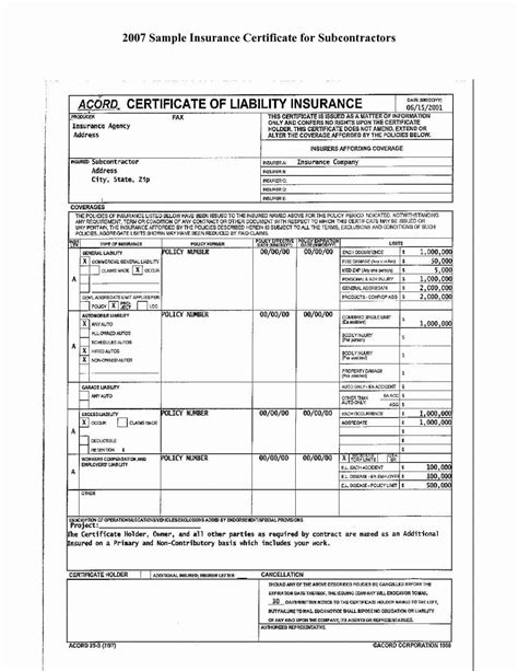 Editable Form Ificate Of Liability Insurance What Is Regarding