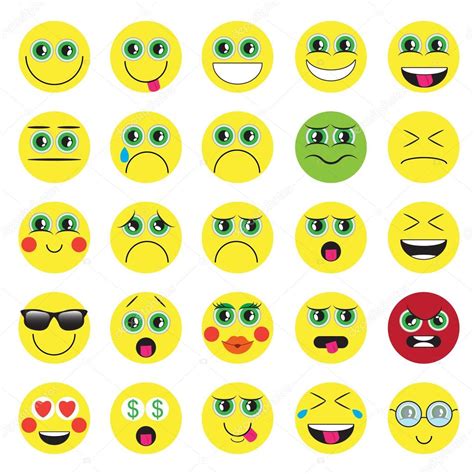 Emoji Emoticons Smile Icon Set Stock Vector By ©littlecuckoo 117112292