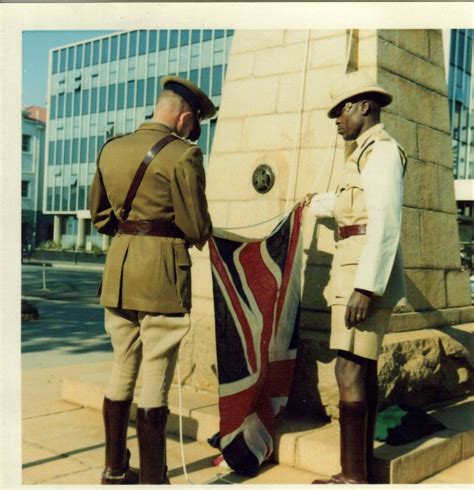 Two British South Africa Police Officers Bsap Raise The Union Flag In