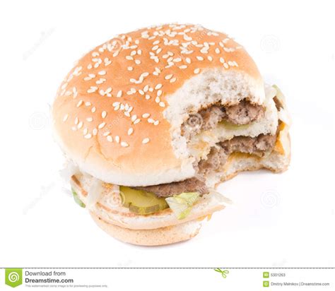 The Taken A Bite Hamburger Stock Photos Image 5301263
