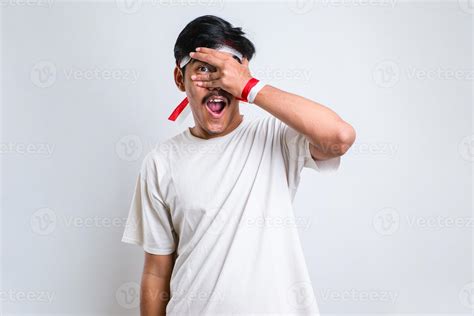 Man Peeking In Shock Covering Face And Eyes With Hand 5859751 Stock
