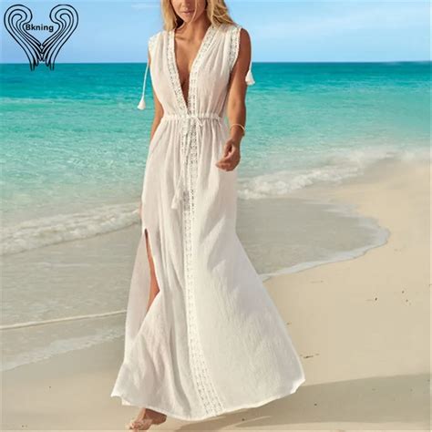 Solid Saida De Beach Long Dress Bikini Cover Up Plus Size Swimwear Cover Up Summer Pareo