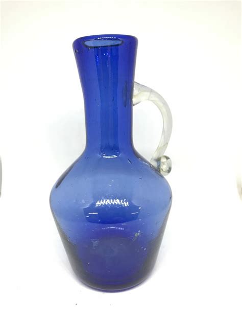 Beautiful Hand Blown Cobalt Blue Bottle Vase 525 Height Excellent 23347