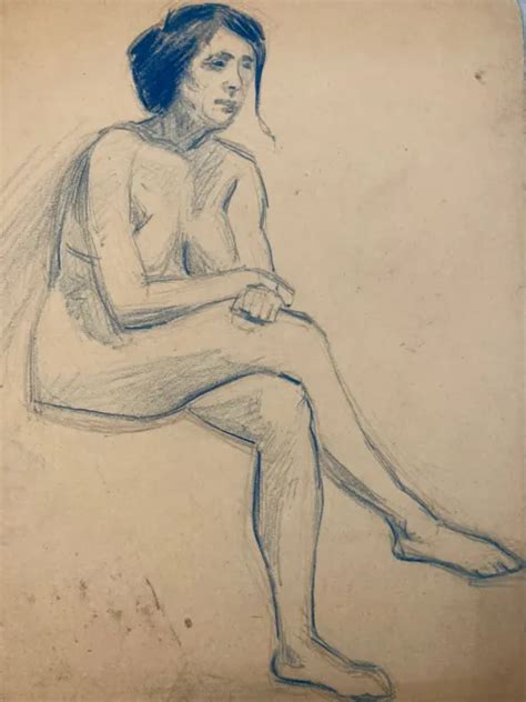 BEAUTIFUL DRAWING ART Deco Naked Antique Pencil On Paper Women S Girl Erotic PicClick AU