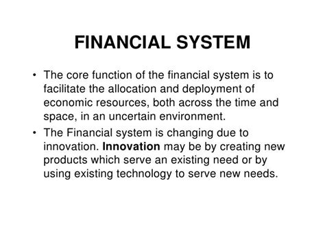 1 Financial System