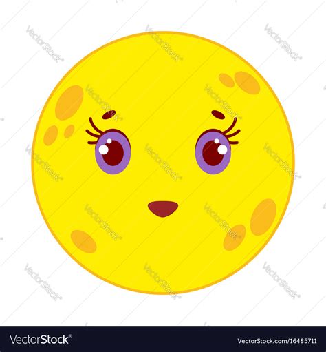 Cartoon Yellow Moon Smiling On White Background Vector Image