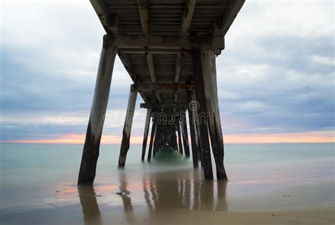 Pastel Sunset From Under The Port Noarlunga Jetty Sa Stock Image