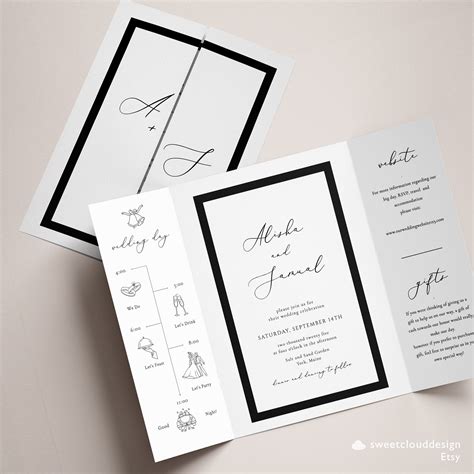 Gate Fold Modern Wedding Invitation Simple Gatefold Invitation Etsy Uk