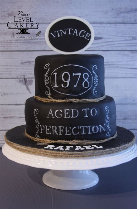 vintage cake, black and white cake, chalkboard cake 50th Birthday Cakes