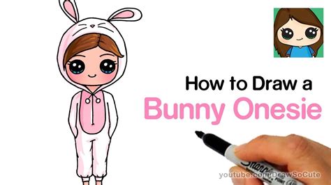 How To Draw A Cute Girl In A Bunny Onesie Easy Youtube