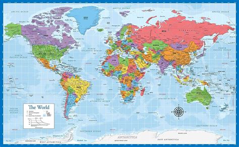 Laminated World Map X Wall Chart Map Of The World Made In The USA Updated For