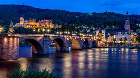 Old Bridge In Heidelberg At Dusk Wallpaper Backiee