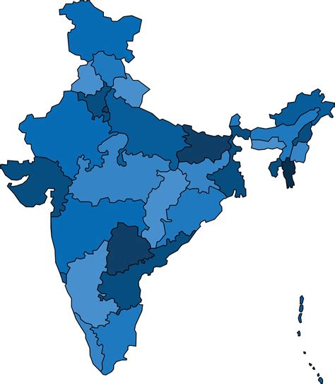 Blue Outline India Map On White Background Vector Illustration
