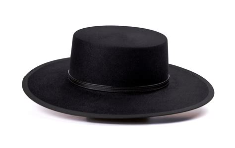 Bolero Hat The Tycoon Black Fur Felt Flat Crown Wide Brim Etsy Canada