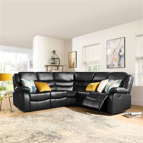 Sorrento Recliner Corner Sofa Black Classic Faux Leather Only £129999 Furniture And Choice