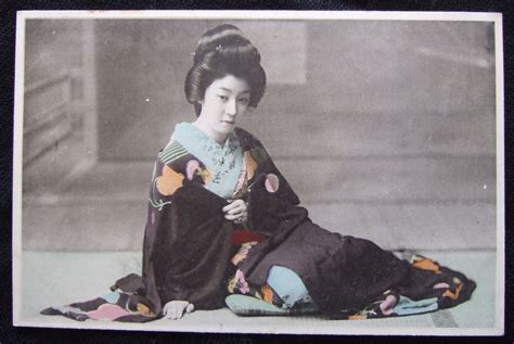 Vintage Japanese Tinted Postcard Geisha Girl
