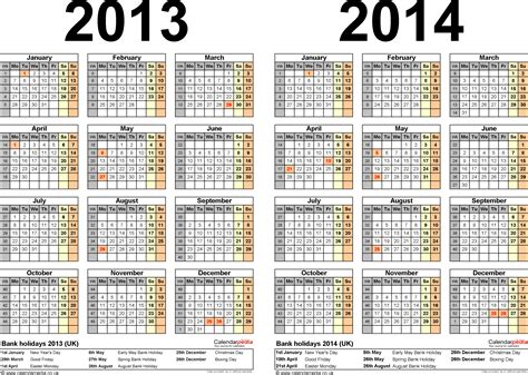 Two Year Calendars For 2013 And 2014 Uk For Word