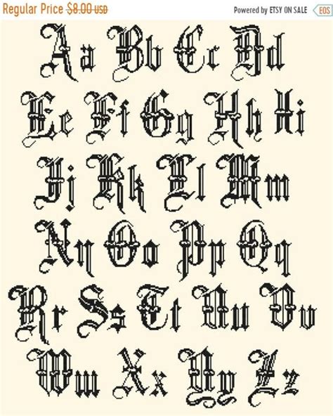 Old Gothic Alphabet Counted Cross Stitch Abc Pattern Easy Etsy