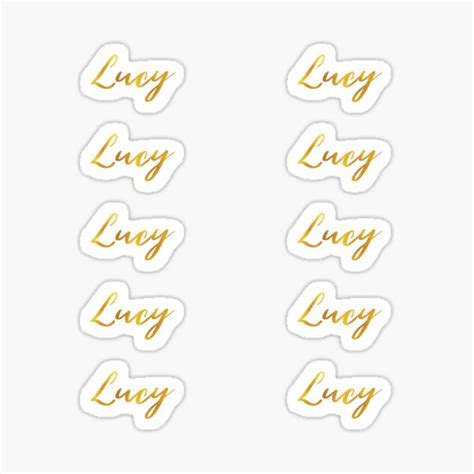 Lucy Name Hand Lettering In Faux Gold Letters Pack Of 10 Sticker For