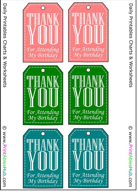 Free Printable Thank You For Celebrating My Birthday Tags