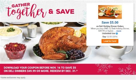 Did you scroll all this way to get facts about christmas meals? Save $5 On Deli Holiday Dinner Orders $49.99+ (Download Coupon By 11/16)