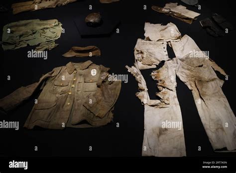 Photographs depicting the aftermath of the bombing, scale models of the