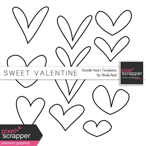 Sweet Valentine Doodle Heart Templates Kit By Sheila Reid Graphics Kit