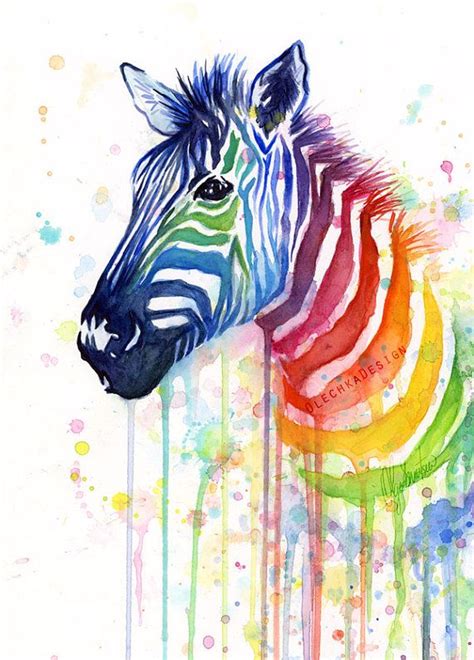 Zebra Art Rainbow Zebra Zebra Wall Art Zebra Print Art Print