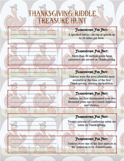Free Printable Thanksgiving Riddle Treasure Hunt 18 Mix And Match Clues