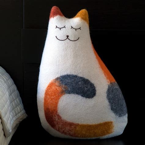 Felted Woolen Pillow Multicolour Cat Felt Cat Felt Pillow Cat Pillow
