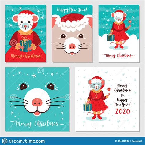This funny dog christmas card is perfect for the family that is over the year and has run out of cares for the holiday. Funny Christmas Rats, Greeting Cards Merry Christmas And New Year 2020. Cute Rat In Santa Hat ...