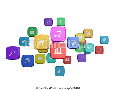 Software Concept Cloud Of Program Icons Isolated On White Background