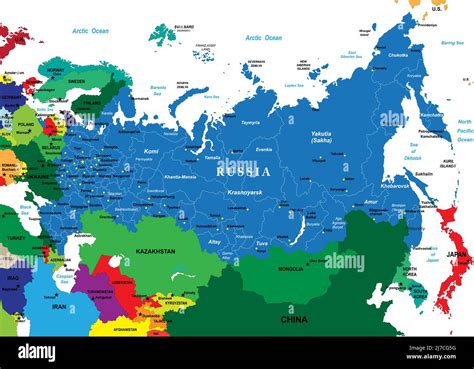 Mapa Vectorial Altamente Detallado De Rusia Con Regiones