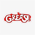 the word grease in red and white sticker