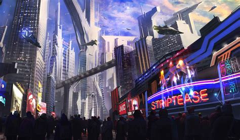 Sci Fi Cityscape Wallpaper Futuristic Neon Aircraft 4k