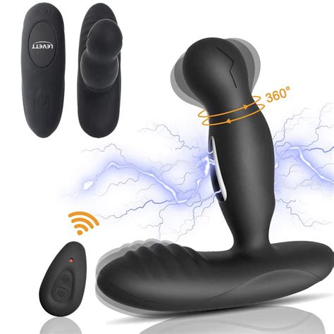 Wireless Remote Control 360°rotation Anal Plug 16 Speed Electric Shock Pulse Prostate Massage
