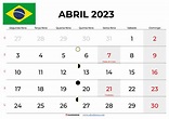 Calendário Abril 2023 Feriados Brasil