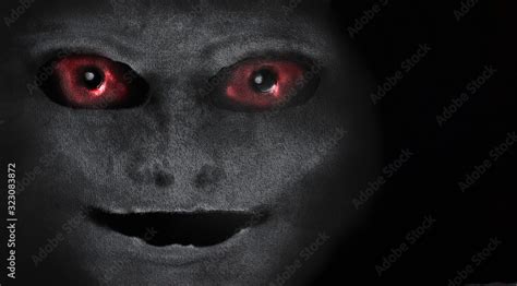 Scary Creature With Red Eyes Portrait Of An Alien Or Demon A Vision