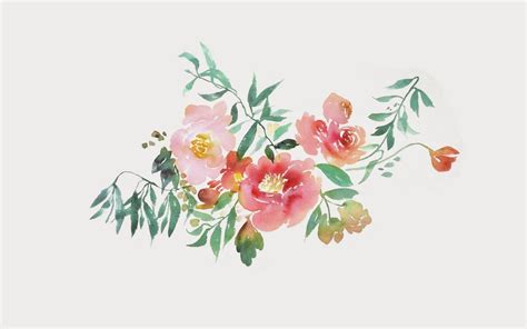 Download Aesthetic Desktop Watercolor Flowers Wallpaper