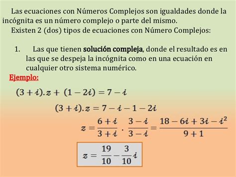 Ecuaciones en números complejos